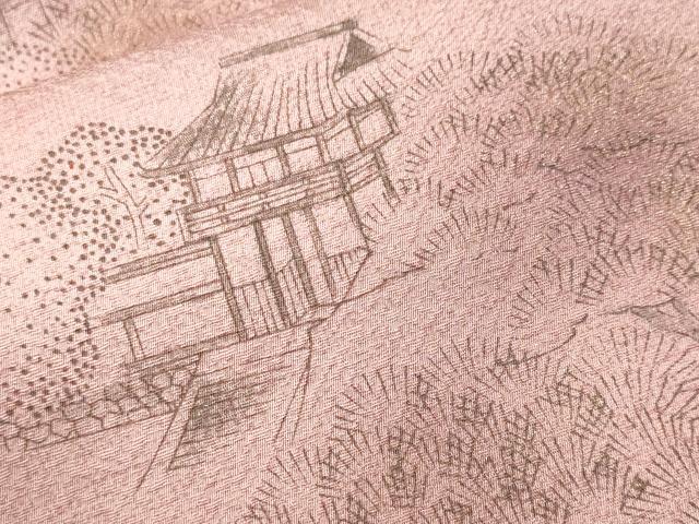 平和屋着物■訪問着　風景文　暈し染め　金彩　正絹　逸品　CABJ3579ev