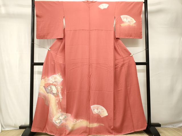 平和屋着物■訪問着　地紙重ね花鳥文　暈し染め　金彩　正絹　逸品　CABJ3581ev