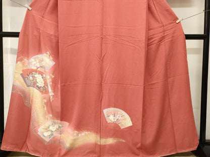 平和屋着物■訪問着　地紙重ね花鳥文　暈し染め　金彩　正絹　逸品　CABJ3581ev