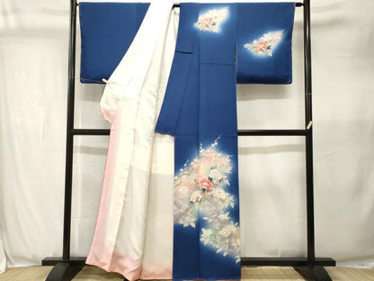 平和屋着物■訪問着　枝花文　暈し染め　金銀彩　正絹　逸品　CABJ3582ev