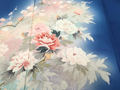 平和屋着物■訪問着　枝花文　暈し染め　金銀彩　正絹　逸品　CABJ3582ev
