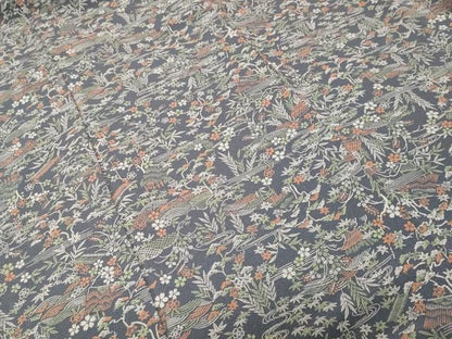 平和屋着物■上質な小紋　流水草花文　鬼しぼ縮緬　正絹　逸品　CABJ3584ev