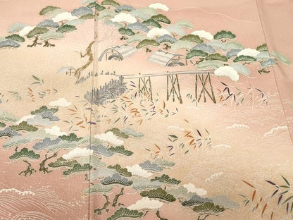 平和屋着物■訪問着　浜松人物文　暈し染め　金彩　正絹　逸品　CABJ3585ev