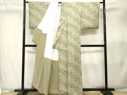平和屋着物■上質な小紋　更紗草花文　正絹　逸品　CABJ3586ev