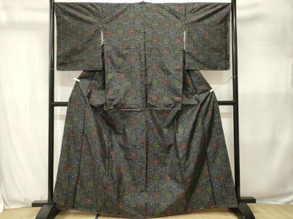 平和屋着物■本場大島紬　菱幾何学文　正絹　逸品　CABJ3590ev