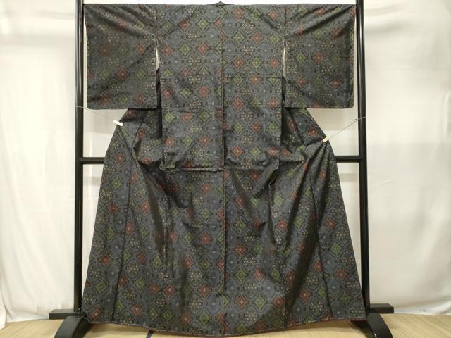 平和屋着物■本場大島紬　菱幾何学文　正絹　逸品　CABJ3590ev