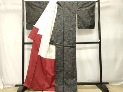 平和屋着物■本場大島紬　菱幾何学文　正絹　逸品　CABJ3590ev