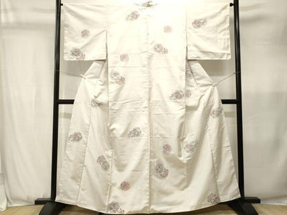 平和屋着物■上質な紬　雪輪花蝶文　正絹　逸品　CABJ3591ev