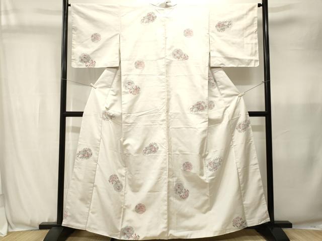 平和屋着物■上質な紬　雪輪花蝶文　正絹　逸品　CABJ3591ev
