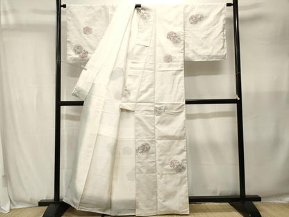 平和屋着物■上質な紬　雪輪花蝶文　正絹　逸品　CABJ3591ev