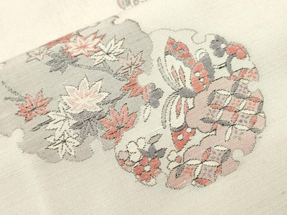 平和屋着物■上質な紬　雪輪花蝶文　正絹　逸品　CABJ3591ev