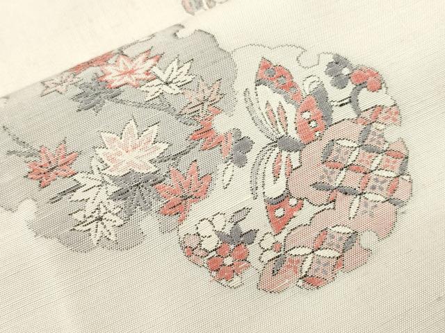平和屋着物■上質な紬　雪輪花蝶文　正絹　逸品　CABJ3591ev
