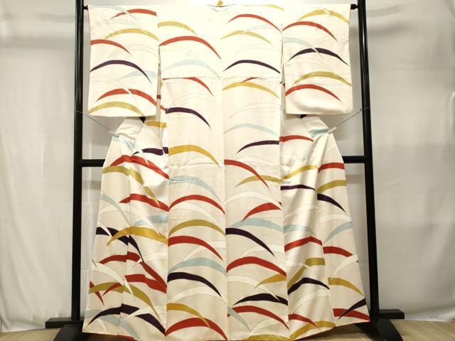 平和屋着物■訪問着　駒刺繍　芝草文　金彩　正絹　逸品　CABJ3595ev