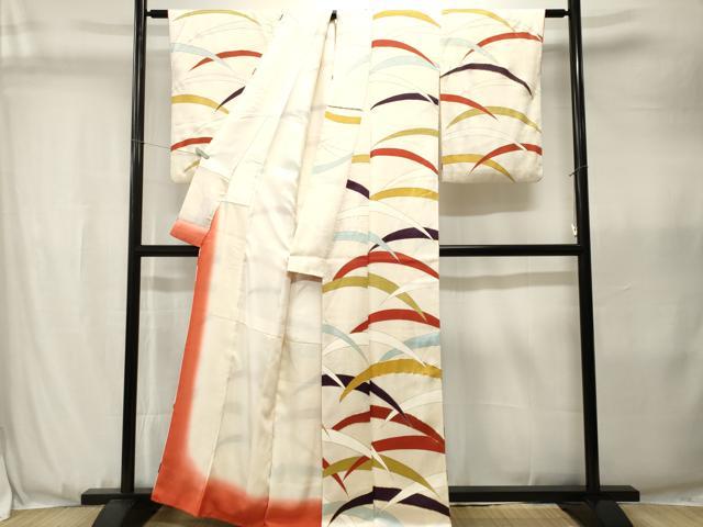 平和屋着物■訪問着　駒刺繍　芝草文　金彩　正絹　逸品　CABJ3595ev