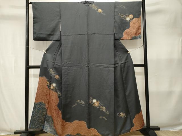 平和屋着物■訪問着　亀甲宝尽し道長文　暈し染め　金彩　正絹　逸品　CABJ3596ev