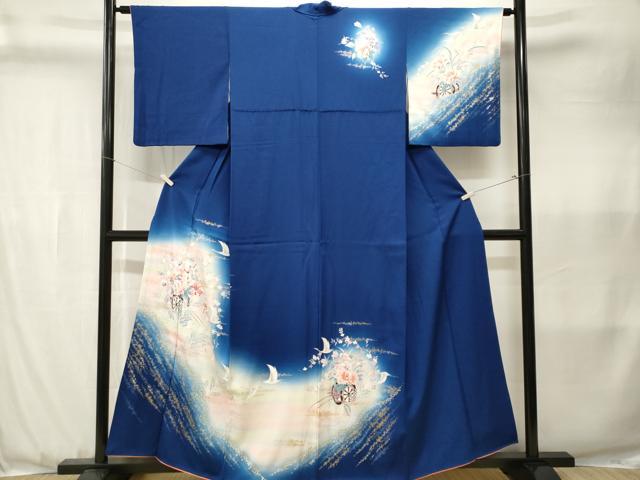 平和屋着物■訪問着　花車飛鶴文　暈し染め　金銀彩　正絹　逸品　CABJ3597ev