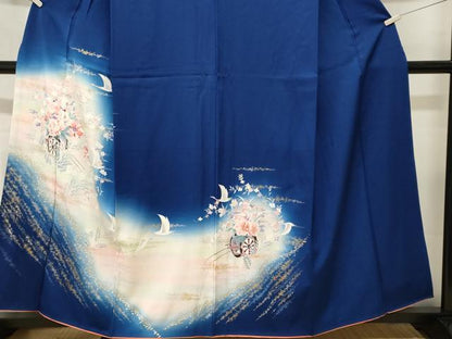 平和屋着物■訪問着　花車飛鶴文　暈し染め　金銀彩　正絹　逸品　CABJ3597ev