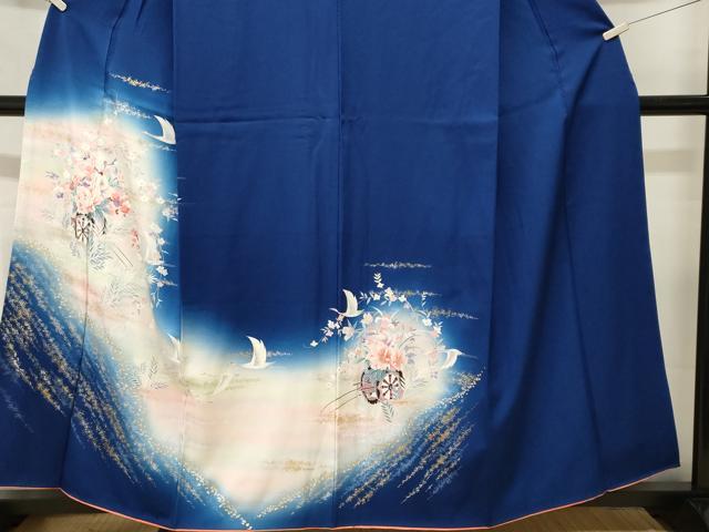 平和屋着物■訪問着　花車飛鶴文　暈し染め　金銀彩　正絹　逸品　CABJ3597ev