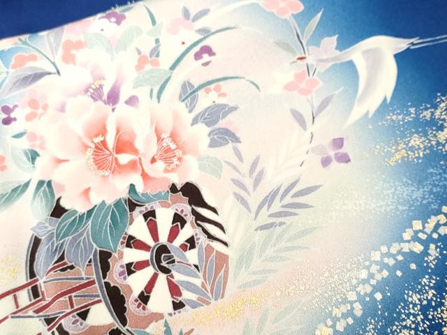平和屋着物■訪問着　花車飛鶴文　暈し染め　金銀彩　正絹　逸品　CABJ3597ev