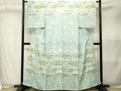 平和屋着物■訪問着　エ霞草花文　正絹　逸品　CABJ3600ev