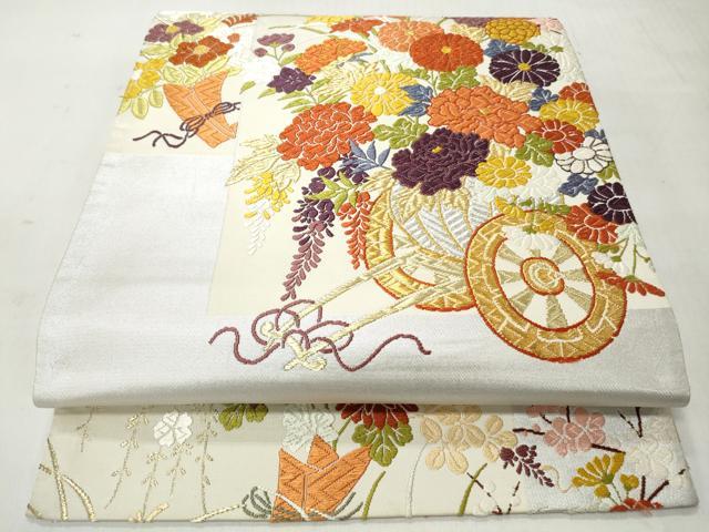 平和屋着物◎六通柄袋帯　唐織　花車文　金銀糸　正絹　逸品　CABJ3601qe