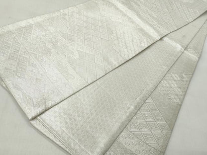 平和屋着物◎佐賀錦　全通柄袋帯　雲取り吉祥文　銀糸　正絹　逸品　CABJ3603qe