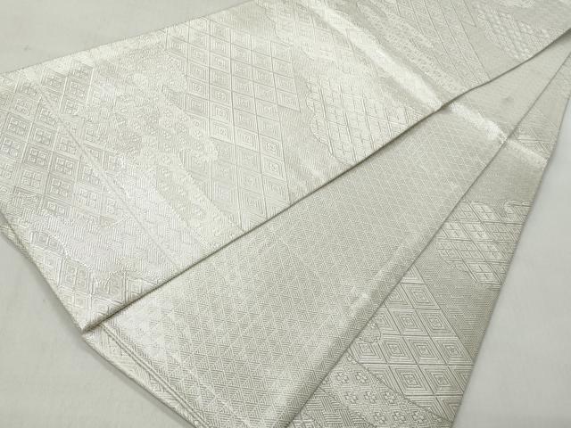 平和屋着物◎佐賀錦　全通柄袋帯　雲取り吉祥文　銀糸　正絹　逸品　CABJ3603qe