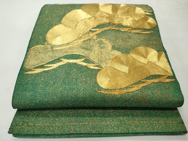 平和屋着物◎佐賀錦　太鼓柄袋帯　総刺繍　枝松文　金糸　正絹　逸品　CABJ3604qe