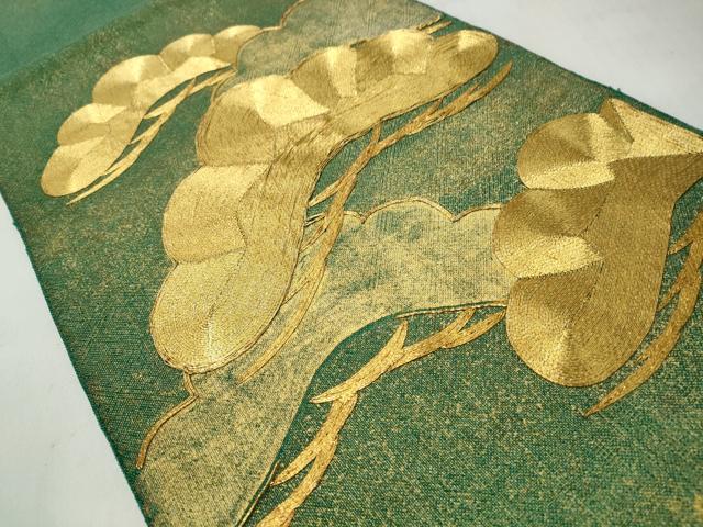 平和屋着物◎佐賀錦　太鼓柄袋帯　総刺繍　枝松文　金糸　正絹　逸品　CABJ3604qe