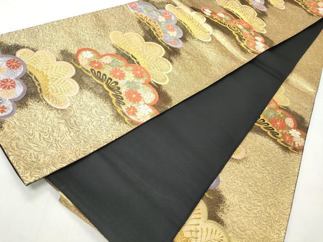 平和屋着物◎六通柄袋帯　唐織　草花文　金銀糸　正絹　逸品　CABJ3607qe