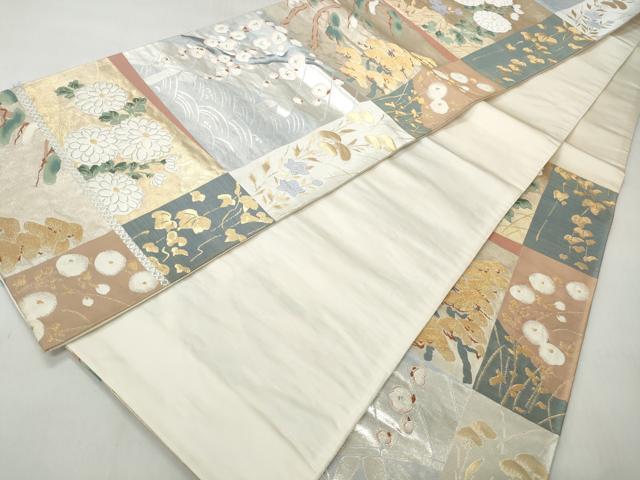 平和屋着物◎六通柄袋帯　唐織　草花文　金銀糸　正絹　逸品　CABJ3611qe