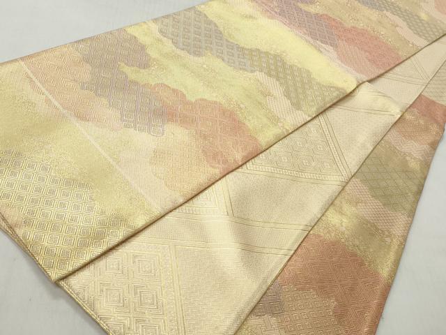 平和屋着物◎佐賀錦　六通柄袋帯　雲取り吉祥文　金糸　正絹　逸品　CABJ3613qe