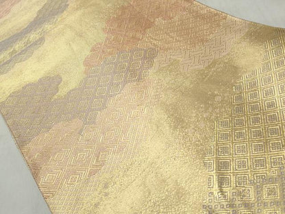 平和屋着物◎佐賀錦　六通柄袋帯　雲取り吉祥文　金糸　正絹　逸品　CABJ3613qe