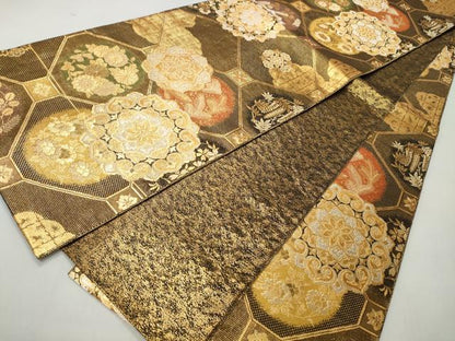 平和屋着物◎佐賀錦　全通柄袋帯　天井花華文　金銀糸　正絹　逸品　CABJ3620qe