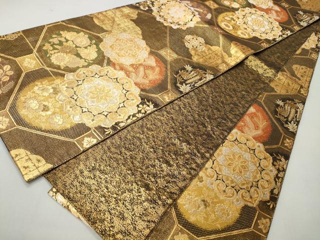 平和屋着物◎佐賀錦　全通柄袋帯　天井花華文　金銀糸　正絹　逸品　CABJ3620qe