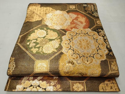平和屋着物◎佐賀錦　全通柄袋帯　天井花華文　金銀糸　正絹　逸品　CABJ3620qe