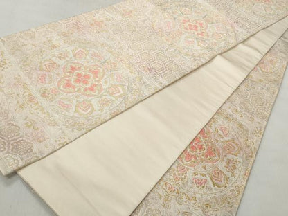 平和屋着物◎六通柄袋帯　唐織　正倉院花丸文　金糸　正絹　逸品　CABJ3621qe