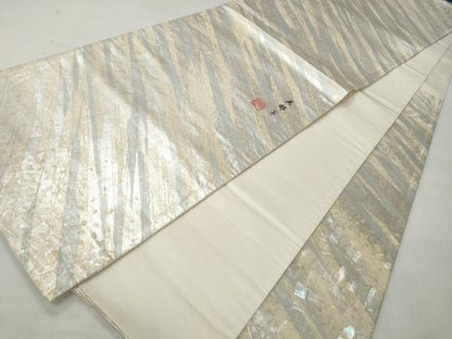 平和屋着物◎六通柄袋帯　作家物　幾何学文様　螺鈿箔　正絹　逸品　CABJ3624qe