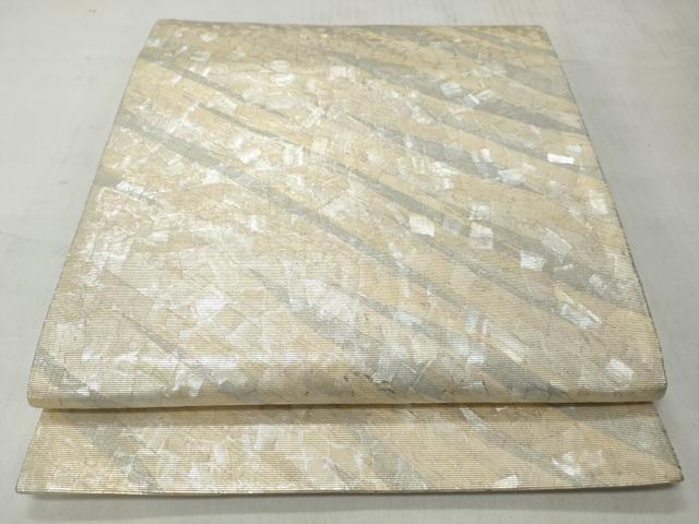 平和屋着物◎六通柄袋帯　作家物　幾何学文様　螺鈿箔　正絹　逸品　CABJ3624qe