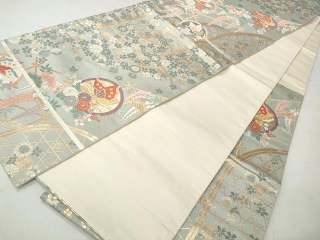 平和屋着物◎六通柄袋帯　唐織　花蝶丸文　金糸　正絹　逸品　CABJ3633qe