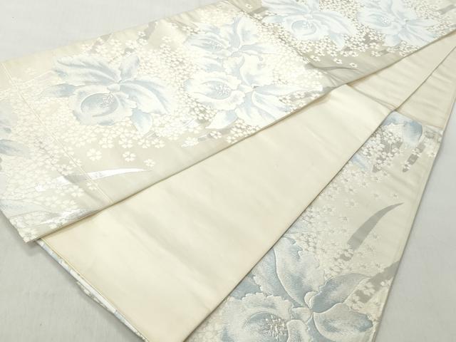 平和屋着物◎六通柄袋帯　唐織　舞花文　銀糸　正絹　逸品　CABJ3635qe