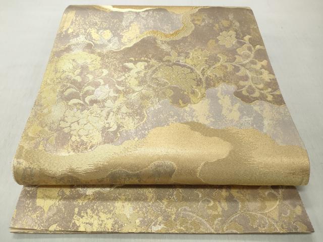 平和屋着物◎六通柄袋帯　霞唐草花文　金糸　引箔　正絹　逸品　CABJ3638qe