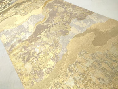 平和屋着物◎六通柄袋帯　霞唐草花文　金糸　引箔　正絹　逸品　CABJ3638qe