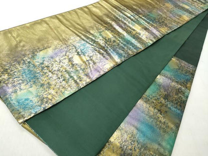 平和屋着物◎六通柄袋帯　霞文　引箔　正絹　逸品　CABJ3644qe