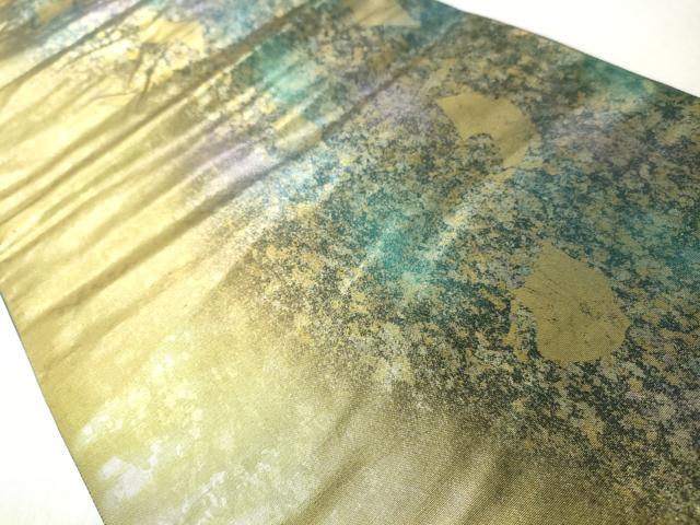 平和屋着物◎六通柄袋帯　霞文　引箔　正絹　逸品　CABJ3644qe