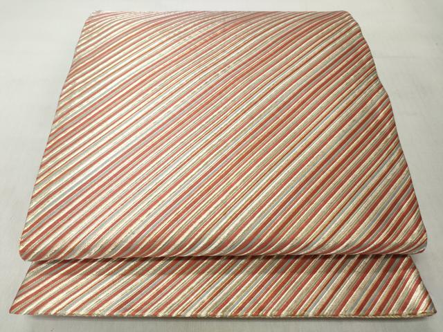 平和屋着物◎全通柄袋帯　唐織　斜線文　正絹　逸品　CABJ3645qe