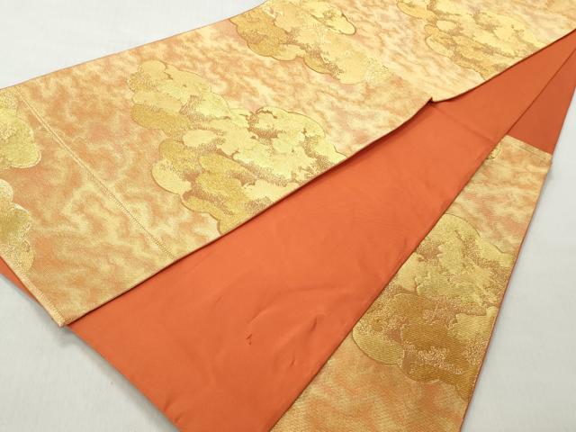 平和屋着物◎六通柄袋帯　雲取り霞文　金糸　正絹　逸品　CABJ3648qe
