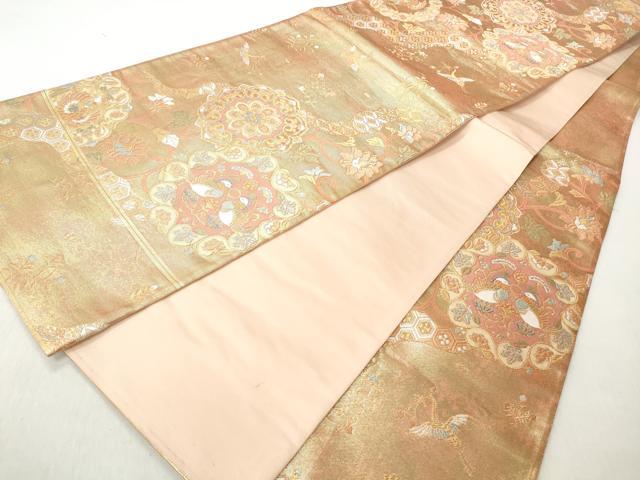 平和屋着物◎六通柄袋帯　鳳凰鴛鴦花文　金銀糸　正絹　逸品　CABJ3651qe