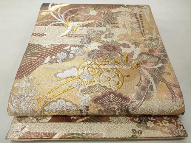 平和屋着物◎佐賀錦　六通柄袋帯　エ霞鳳凰花車文　金銀糸　正絹　逸品　CABJ3652qe