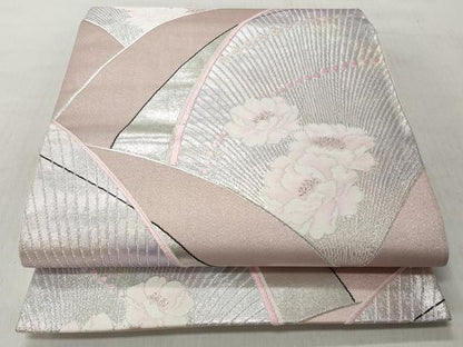 平和屋着物◎六通柄袋帯　唐織　椿　銀錦　銀糸　やまとオリジナル　正絹　逸品　CABJ3653qe